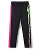 Pine Kids Cotton Lycra Knit Full Length Leggings With Text Print - Black