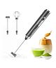 HomeBasic HB-M20-GRN 3-Speed USB-C Rechargeable Milk Frother with Stainless Steel Whisks (Grey)