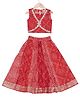 AATYA KIIDS Cotton Woven Sleeveless Bandhani Printed & Gota Lace Embellished Lehenga Choli Set - Red