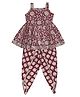AATYA KIIDS Cotton Woven Sleeveless Floral Printed & Gota Lace Embellished Peplum Top & Dhoti Set - Maroon