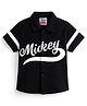 Babyhug Disney Poplin Woven Half Sleeves Shirt With Mickey Mouse Print - Black
