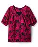 Pine Kids Half Sleeves Woven Top and Inner T-Shirt With Floral Print - Dark Pink & Black