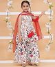 MODISH COUTURE Cotton Woven Sleeveless Floral Printed & Gota Lace Embellished Coordinating Kurti Sharara With Dupatta Set - White