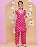 MODISH COUTURE Cotton Woven Frill Sleeves Floral Woven Sleeveless Floral Printed & Gota Lace Embellished Coordinating Kurti Pant Set - Pink