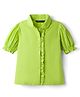 Pine Kids Poplin Woven Half Puffed Sleeves Shirt Style Top with Frill Detailing - Limegreean