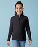 Pine Kids Cotton Lycra Knit Full Sleeves Solid Color High Neck Top - Black