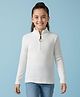 Pine Kids Cotton Lycra Knit Full Sleeves Solid Color High Neck Top - Offwhite