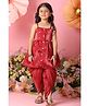 Saka Designs By Sapna Tissue Woven Sleeveless Floral Emrboidered Sequins & Gota Lace Embellished Dhoti Kurti Set - Maroon