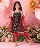Saka Designs By Sapna Blended Woven Sleeveless Floral Emrboidered Sequins & Gota Lace Embellished Dhoti Kurti With Dupatta Set - Black & Red