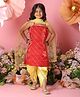 Saka Designs By Sapna Blended Woven Sleeveless Threadwork Embroidered Sequins & Lace Embellished Dhoti Kurti With Dupatta Set - Red & Yellow