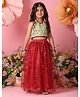 Saka Designs By Sapna Blended Woven Sleeveless Floral Embroidered & Sequins Embellished Lehenga Choli Set - Green & Maroon