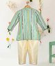 Saka Designs By Sapna Georgette Woven Full Sleeves Threadwork Embroidered Sequins Embellished Kurta Pyjama Set - Green