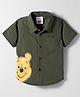 Babyhug Disney Poplin Woven Half Sleeves Printed Shirt with Winnie the Pooh Graphic -Olive Green