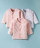 Simply Interlock Knit Full Sleeves Jhablas with Bird Heart & Floral Print Pack of 3 - Baby Pink White & Peach