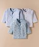 Simply Interlock Knit Full Sleeves Striped Jhablas with Elephant & Star Print Pack of 3 - Light Blue & White