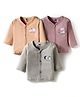 Simply Sinker Knit Full Sleeves Jhablas With Animal Print Pack Of 3 - Lilac Grey & Peach