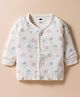 Simply Interlock Knit Full Sleeves Front Open Vest With Rainbow Print - Off White