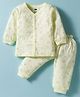 Simply Sinker Kniy Full Sleeves Co-ords Night Suit with Animal Print - Lemon