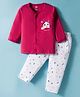 Simply Interlock Knit Full Sleeves Night Suit with Jungle Theme Print - Red