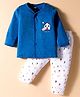 Simply Interlock Knit Full Sleeves Night Suit with Jungle Theme Print - Blue