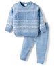 Babyhug Knitted Full Sleeves Sweater Set With Cable Knit Design - Light Blue