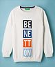UCB 100% Cotton Fleece Knit Full Sleeves Pullover Sweater with Logo Design - Offwhite