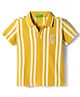 UCB Cotton Knit Half Sleeves Polo T-Shirt with Vertical Textured Stripes - Yellow