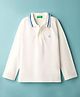 UCB 100% Cotton Knit Full Sleeves Polo T-Shirt with Brand Logo Embroidery - Offwhite