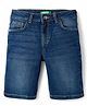 UCB Cotton Woven Knee Length Solid Colour Shorts - Blue