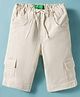 Ucb Cotton Woven Knee Length Shorts with Cargo Pockets & Drawstring - Offwhite
