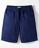 UCB 100% Cotton Woven Knee Length Solid Colour Shorts - Navy Blue