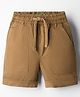 UCB 100% Cotton Woven Knee Length Solid Colour Shorts - Brown