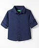 UCB 100% Cotton Woven Full Sleeves Solid Colour Shirt - Navy Blue