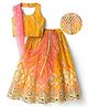 EARTHY TOUCH Woven Sleeveless Choli Lehenge & Dupatta Set With Floral Embriodery - Yellow