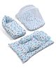 ZOE Bedding Set, Sleeping Bag & Mosquito Net Gadda Combo Set of 3- Blue-Cloud Print| 100% Cotton Fabric| New Born Gifting| Boys & Girls| Pillow & Bolsters| Travel Friendly| Breathable Baby Safe Fabric
