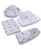 ZOE Bedding Set, Sleeping Bag, Baby Nest & Mosquito Net Gadda Combo Set of 4- White-Moon Star Print| 100% Cotton Fabric| New Born Gifting| Boys & Girls| Pillow & Bolsters| Breathable Baby Safe Fabric