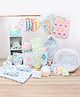 Zoe 56 Pieces Newborn Baby Complete Daily Clothing & Bedding Set - Multicolor| Boys & Girls| Mattress with U Shape Pillow and Bolsters| Sleeping Bag| Mosquito Net Gadda| Baby Wrapper| Baby Shower Gift