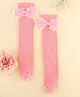 KIDLINGSS Cotton Bow Applique Detailed Ribbed Socks - Pink