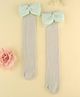 KIDLINGSS Cotton Bow Applique Detailed & Beads Embellished Knee Length Socks - Grey