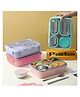 Elecart Steel Bento Lunch Box  4 Compartments + Bowl (800ml+150ml) with Cutlery (Pack 1 Random Colour)