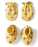 Babyhug 100% Cotton Knit Mittens & Booties with Floral Print - Yellow