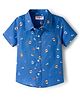 Babyhug Cotton Woven Half Sleeves Shirt With Nautical Theme Print - Blue