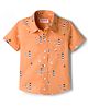 Babyhug Cotton Woven Half Sleeves Shirt With Nautical Theme Print - Orange