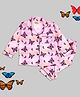 Pyjama Party Cotton Rayon Woven Full Sleeves Butterfly Printed Coordinating Night Suit Set - Pink