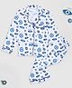 Pyjama Party Cotton Rayon Woven Full Sleeves Evil Eye Printed Coordinating Night Suit Set - White