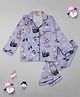 Pyjama Party Pure Cotton Woven Full Sleeves Snow White Printed Coordinating Night Suit Set - Lavender