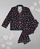 Pyjama Party Pure Cotton Woven Full Sleeves Neon Party Printed Coordinating Night Suit Set - Black