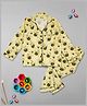 Pyjama Party Pure Cotton Woven Full Sleeves Honey Bee Printed Coordinating Night Suit Set - Yellow