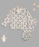 Pyjama Party Pure Cotton Woven Full Sleeves Baby Zebra Printed Coordinating Night Suit Set - White