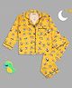 Pyjama Party Pure Cotton Woven Full Sleeves Smiley  Printed Coordinating Night Suit Set - Mustard Yellow